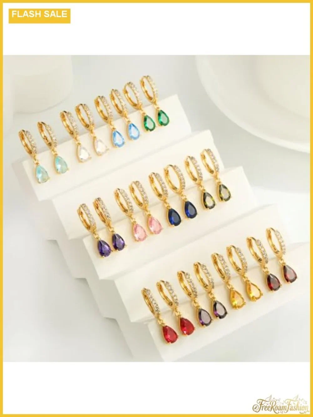 Dangle Diamond Birthstone Earrings Hypoallergenic Brass Women Gift
